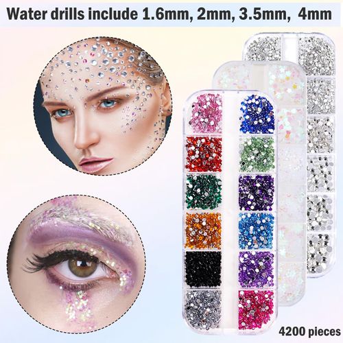 Strass Unghie, 4200 Pezzi Brillantini Unghie, Brillantini Unghie Nail Art, Colorato Strass Unghie Nail Art, DIY Brillantini per Unghie, con 1 Pinzetta e 1 Pennarello per Strass Adatto per Nail Art