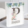 Fingerprint Designs Floral Any Name Initial P Personalised Acrylic Block