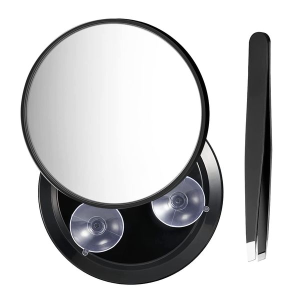 wlertcop Magnifying Mirror 20x Travel Makeup Mirror magnified mirror Travel Magnifying Mirror with Tweezer Suction Magnifier Mirror for Eyebrow Tweezing Makeup & Bathroom Shaving