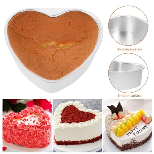 Cabilock Heart-Shaped Cake Mold Aluminum Baking Pan for Weddings Birthdays and Anniversaries - 9.64X9.64X2.55 Inches Perfect for Chocolate Vanilla and Cheesecakes