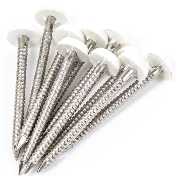 25x White Poly Top Cladding Pins/Nails - UPVC/Fascia/Soffit Roof Plastic Cap Polytop
