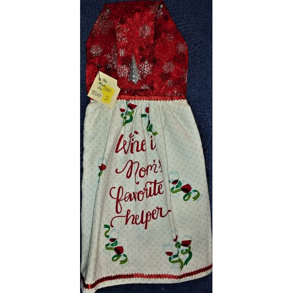 *NEW* Handmade 'Wine Is Mom's Favorite Helper' Hanging Kitchen Hand Towel #2550