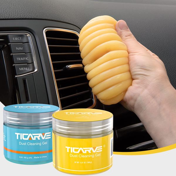 TICARVE 2Pack Cleaning Gel for Car Putty Car Cleaning Auto Gel Detail Tools Car Interior Cleaner Universal Dust Removal Gel Car Vent Cleaner Keyboard Cleaner Blue Yellow