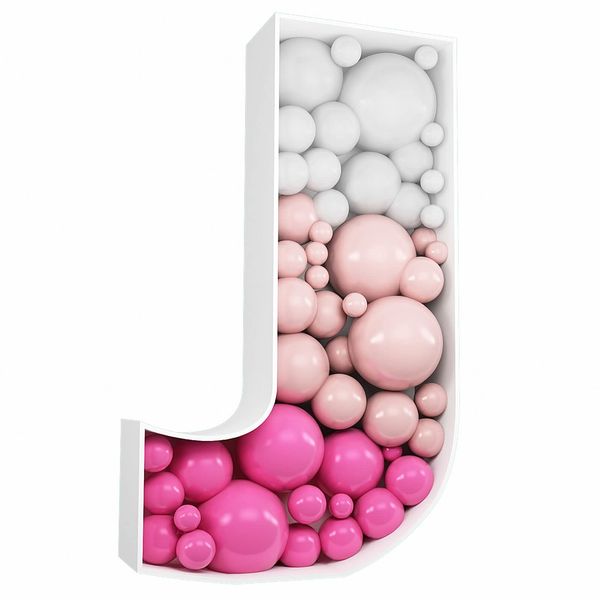 JW Passion - Premium Quality, Made With Passion 3FT Tall Mosaic Balloon Frame Letters Big Marquee Light Up Letters DIY Kit for Birthday Party Wedding Backdrop Decor Letter J Pre-Cut Foam Board