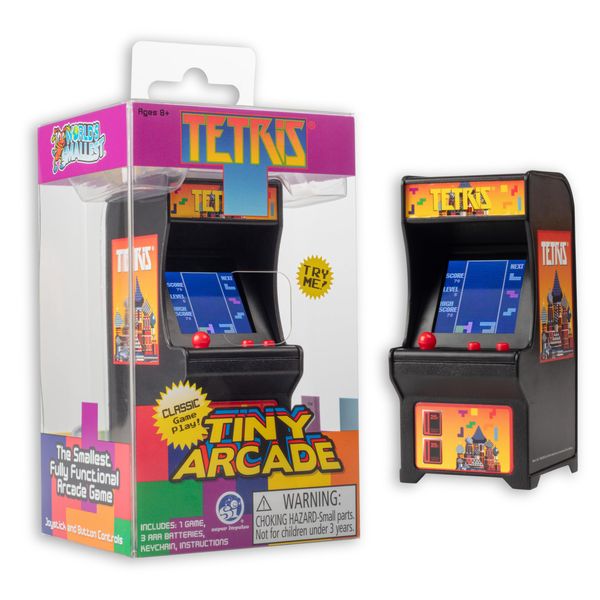 Tiny Arcade Tetris Mini Retro Game (3.5"): Playable Handheld Arcade Machine w/ Real Gameplay & Sound - Classic 1980's Video Game (Ages 8+)