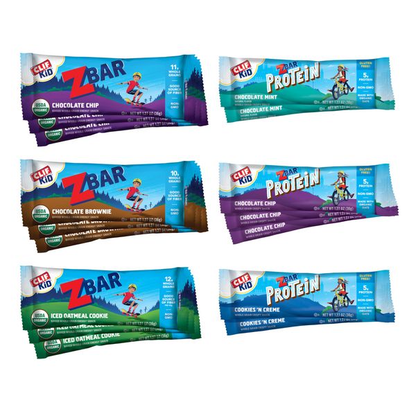 CLIF Kid Zbar and Zbar Protein - Variety Pack - Whole Grain Snack Bars - Made with Organic Oats - Non-GMO - 1.27 oz. (16 Count)