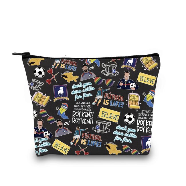 Ted TV-Show-inspiriertes Geschenk Believe Make-up-Tasche, TV-Show, Merchandise-Produkt, Reißverschluss-Tasche, Fußballliebhaber, Reisetasche, Ted TV Muster Schwarz EU, Kosmetiktasche mit Druck