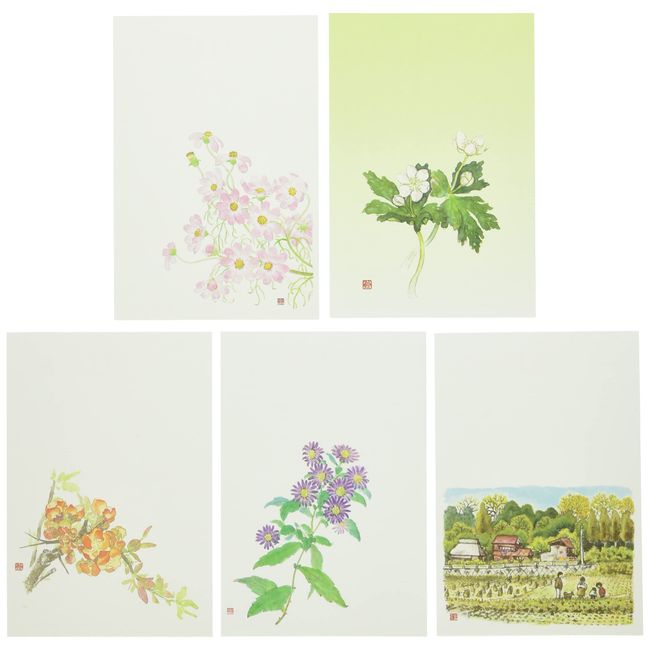 Hoshino Wealth Aomori Postcards Set of 5 For Select Series Words with your choice of Cosmos No. 1261 