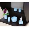 Pottery Buddhist Utensil Set, 6 Pieces, Cosmos Blue