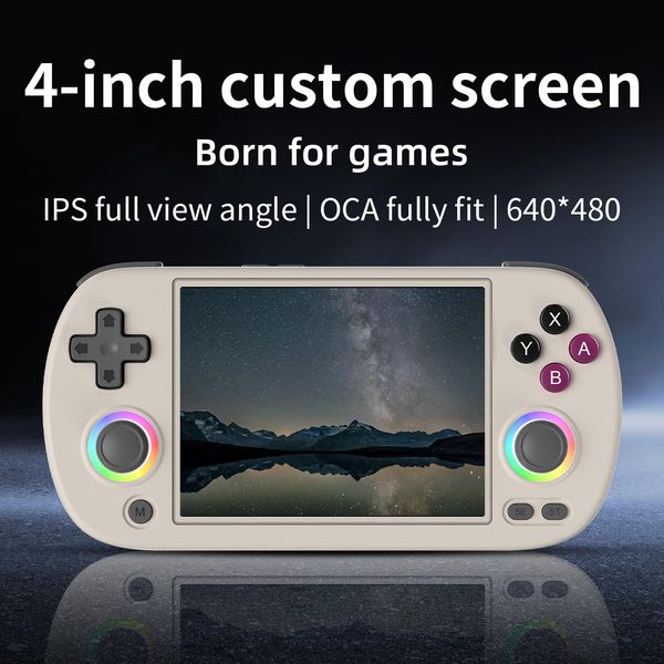 RG40XX H Handheld Game Console, 4" IPS Screen Linux System 3200mAh Battery with RGB Colorful Joystick Lighting, Built in 128G TF Card & 10000 Games, Support WiFi Bluetooth (64G+128G, Gray)