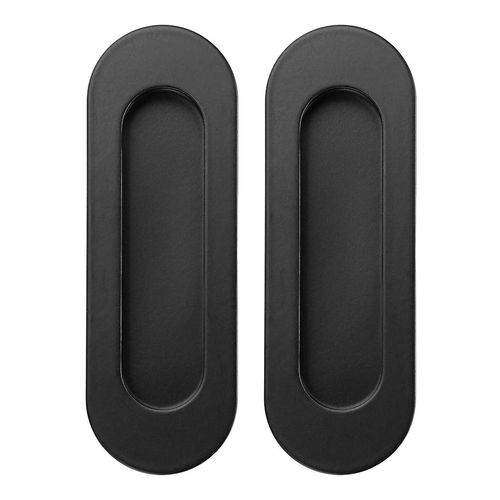IGNPION 2pcs Stainless Steel Sliding Door Flush Handle Oval Recessed Finger Pull Handles for Door, Cabinet or Drawer (Black)