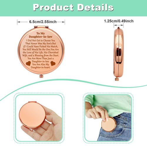 Ximalun Daughter in Law Gifts from Mother in Law Compact Makeup Mirror for Daughter in Law Wedding Gifts Christmas Mothers Day Birthday Gifts for Daughter in Law