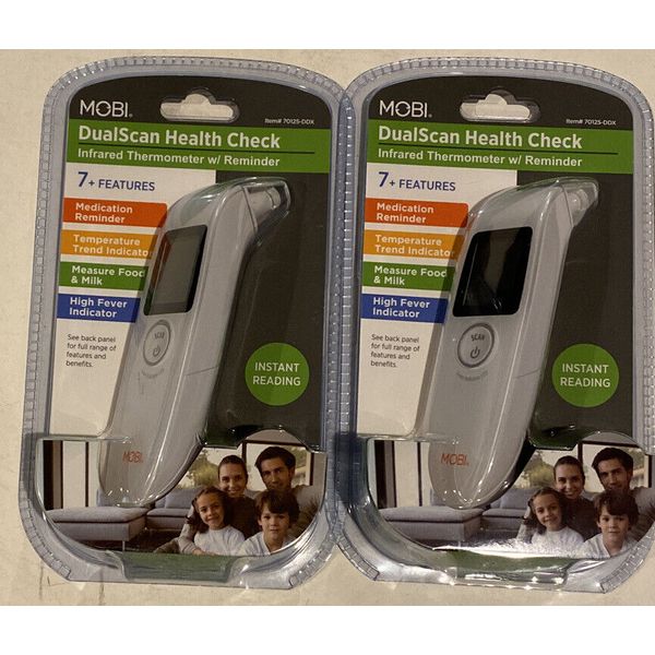 Mobi Dualscan Health Check Infrared Thermometer with Medication Reminder LotOf 2