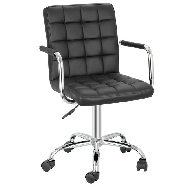 Office Chairs with Wheels Armrests Modern PU Leather Desk Chair 360°Swivel 