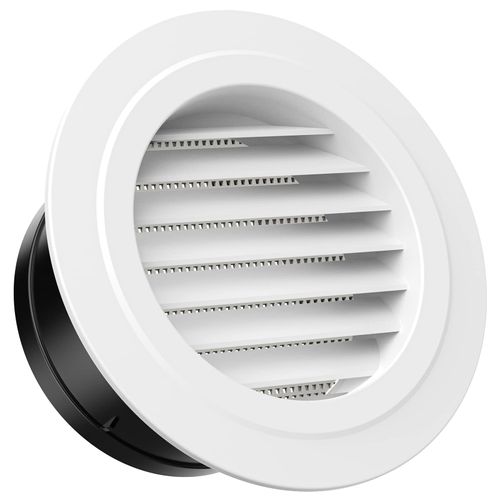 HG Power 6 Inch Round Air Vent, ABS Louver Grille Cover with Built-in Screen Mesh, White Soffit Vent for Bathroom Office Kitchen Ventilation - Opening Size 5.66"