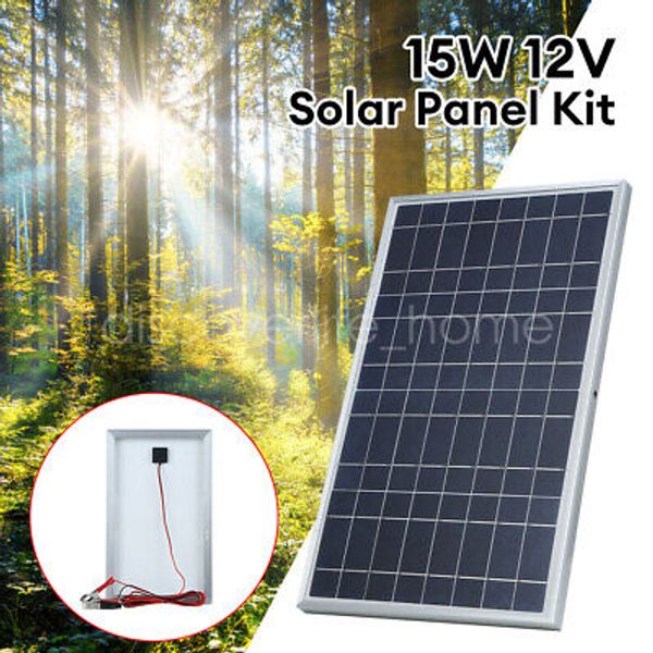 15W Solar Battery Trickle Charger Maintainer 12v Solar Panel Kit for Outdoor US