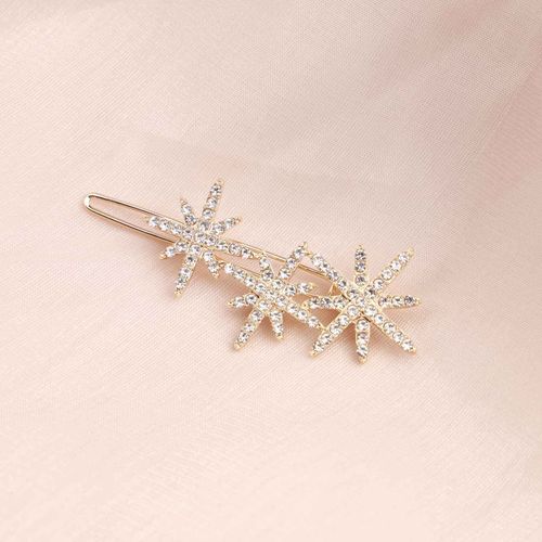 Inilbran Vintage Crystal Star Hair Clip Gold Crystal Wedding Hair Barrettes Vintage Cz Star Hairpin Barrette Sparkly Cz Hair Pins Hairclip Decorative Bobby Pins Crystal Wedding Headpiecesfor women