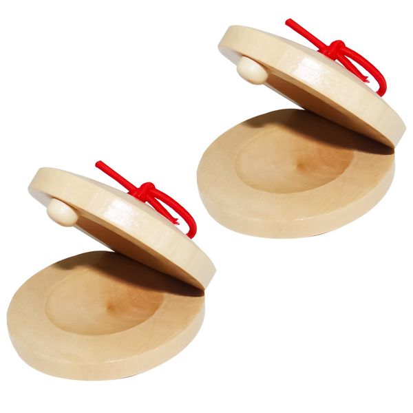 HAICN 2Pcs Wooden Castanets Finger Castanets Toy Early Education Percussion Instrument Music Education Toy Rhythm Music Instrument for Kids