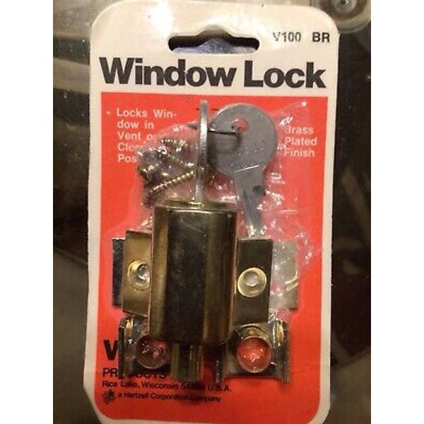 Wright Mfg Keyed Window Lock Brass