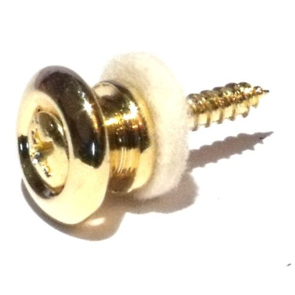Guitar strap pin/button in gold 14mm Diameter including screw and felt