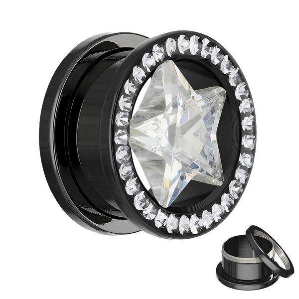 Treuheld Kristall Stern Plug - Schwarz - Schutzschicht 8 mm