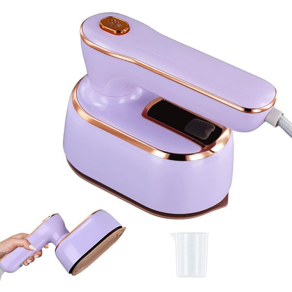 Portable Mini Steam Iron,2 in 1 1000w Handheld Travel Iron,20s Fast Heating Clothes Steamer,Small Iron for Home Travel and Holiday,100ml Water Tank,180°Rotatable