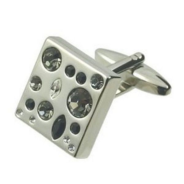 Cuff Links Assorted Crystal Cufflinks~Pattern~Asteroid Grey Crystal Engraved Personalised Box