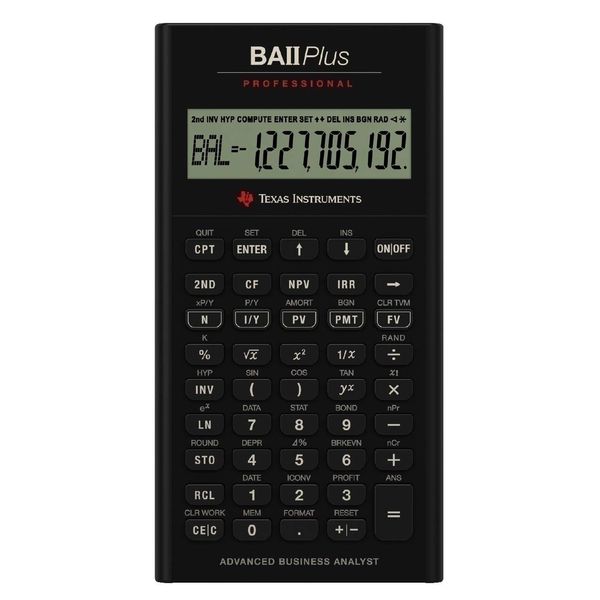 Texas Instruments Financial Calculator, BA II Plus Professional, Black