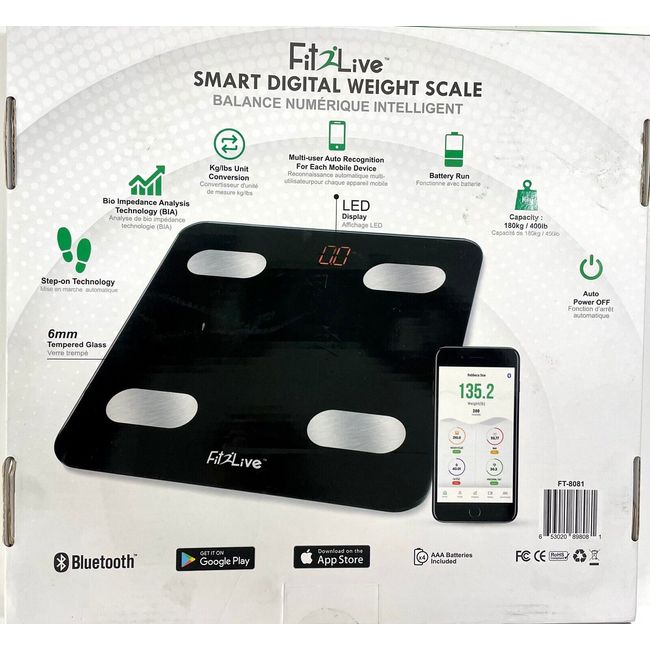 Fit2Live Smart Digital Weight Scale New Bluetooth BMI Muscle Mass