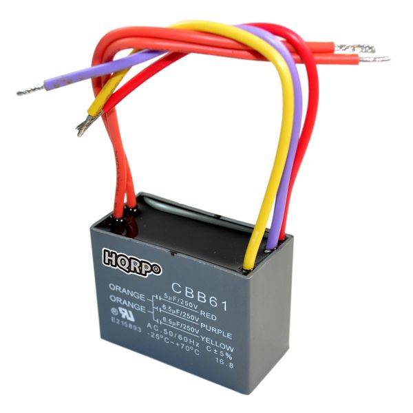 Motor Capacitor for Harbor Breeze Ceiling Fan 5uf+6.5uf+6.5uf 5-Wire CBB61