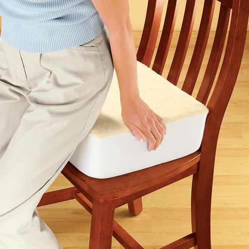 EasyComforts Fox Valley Traders Extra Thick Foam Chair Cushion - Large Portable Chair Pad with Removable and Washable Beige Slip-on Cover - 5 Inches Thick for Added Pain and Pressure Relief