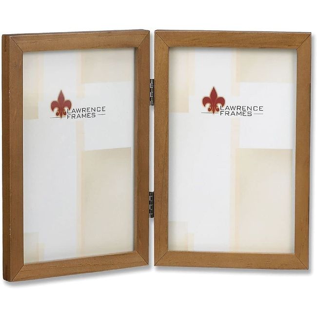 Lawrence 766046D Nutmeg Wood 4x6 Hinged Double Picture Frame