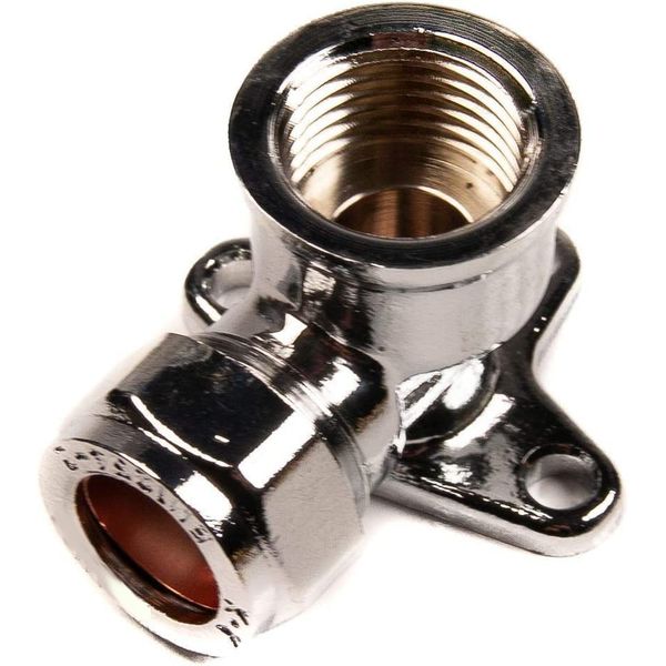 NPH 15mm x 1/2" Wall Plate Elbow Compression Chrome on Brass