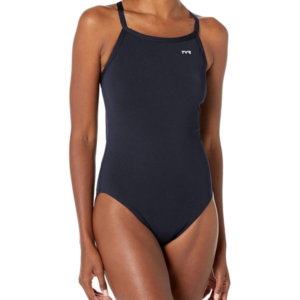 TYR Sport Women's Solid Durafast Diamondback Swim Suit,Black,36