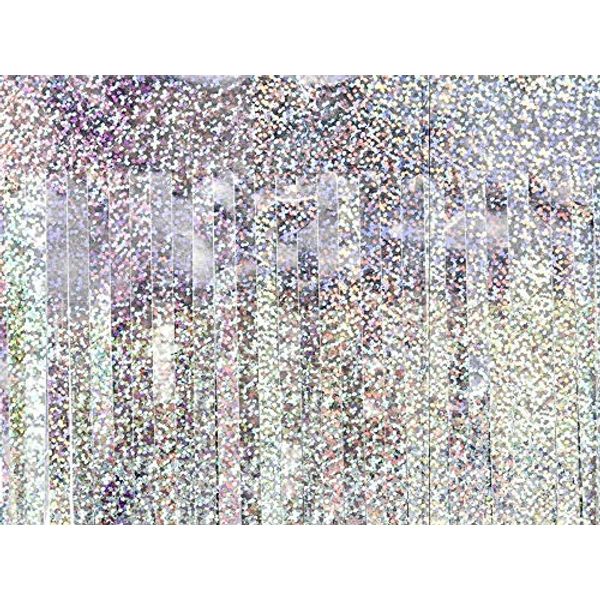 Fringe Party Curtain Backdrop — Holographic, 400 x 18.5 cm
