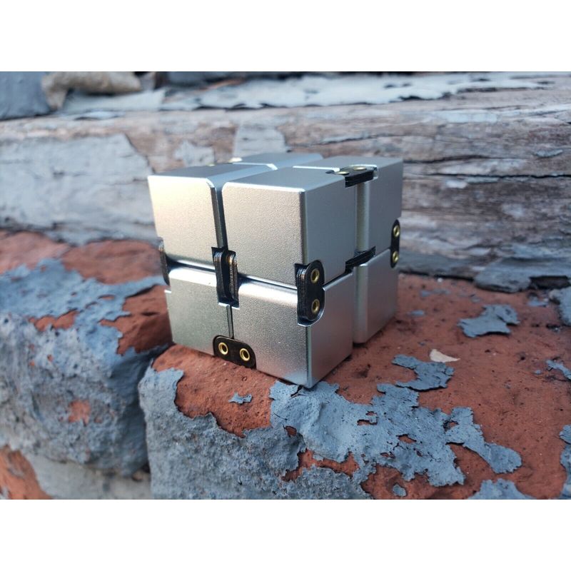 Silver Aluminum Infinity Cube Fidget Toy Anxiety Stress ADHD OCD Adults ...