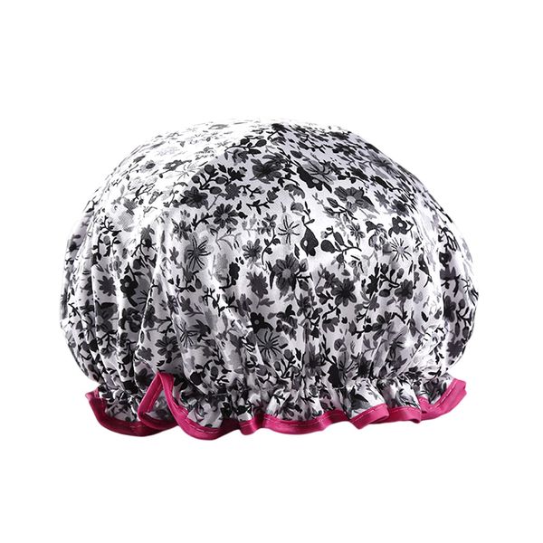 1 Piece Shower Cap Reusable Bath Cap, Double Thickening Waterproof Shower Cap (Flower)