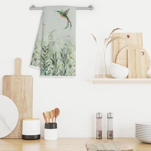 FOPENEM Sage Green Hummingbirds Plants Kitchen Towels, Hummingbird Gifts for Women Hand Towels for Bathroom Decor, Cottagecore Rustic Birds Dish Tea Towels for Kitchen Decor, 16x24 Inches