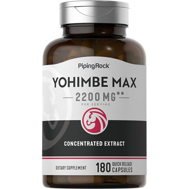 Yohimbe Extract for Men | 2200 mg | 180 Capsules | Non-GMO | By Piping Rock