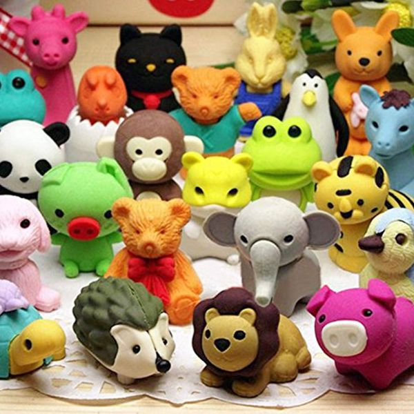 35 Pcs Pencil Eraser Removable Assembly Animal Eraser for Games Prizes, Kids Puzzle Toys