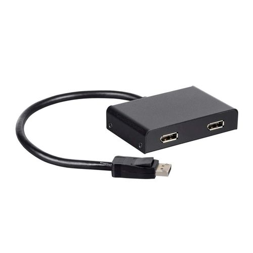 Monoprice DisplayPort 1.2 to DisplayPort Multi-Stream Transport (MST) Hub - 2-Port, DP to DP, Ideal for Digital Signage, Large Video Displays in Schools, 7.6 x 5.8 x 1.3