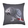 African Grey Parrot Bird Throw Pillow