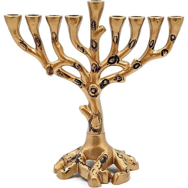 Hanukkah Menorah Tree of Life, Brass