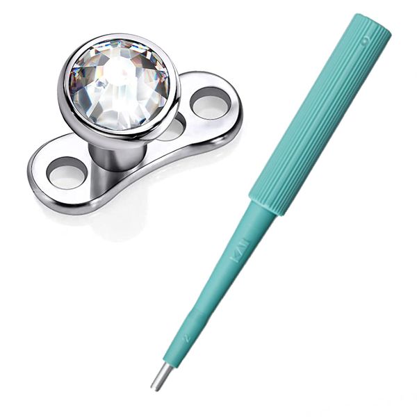 WARRIOR Dermal Anchor Titanium G23 Steril ve Scalpel Biopsi Skin Curette Kai Medical Punch Tek Kullanımlık Delikli Profesyonel Piercing Aleti Kit (Ø 1,5 mm, 1 Pièce + 1 Dermal)