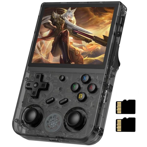 RG353V Handheld Game Console , Dual OS Android 11 and Linux System Support 5G WiFi 4.2 Bluetooth Moonlight Streaming TV Output Built-in 64G SD Card 4452 Games (RG353V-Transparent Black New)