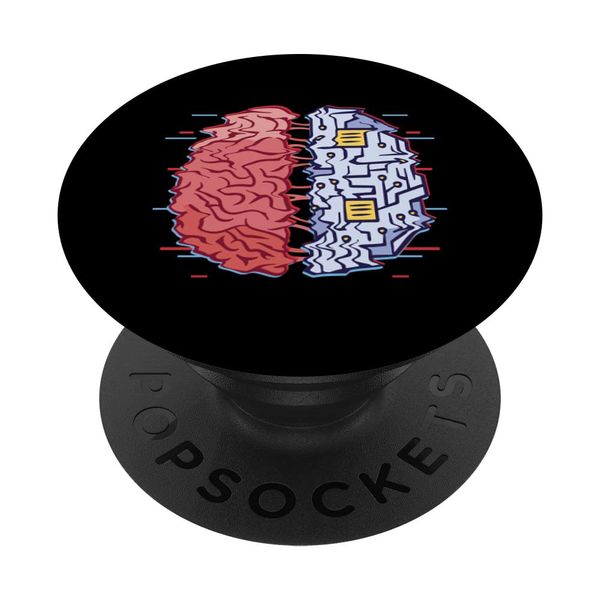 Machine Brain Learning Technology Glitch Circuit Robot PopSockets Swappable PopGrip