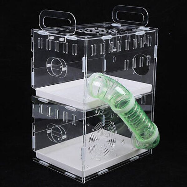 Hamster Cage 2 Tier Acrylic Mouse Mice Rat Habitat Pet Small Animal House