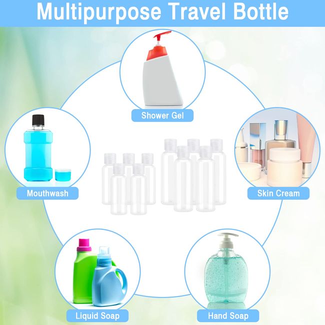 50ml SMALL STRONG ROUND PLASTIC BOTTLES SCREW FLIP TOP LID TRAVEL BOTTLE  LIQUID