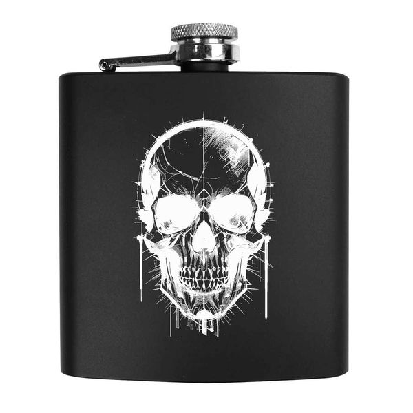 6oz (170ml) 'Cyborg Skull' Pocket Hip Flask (HP00028595)
