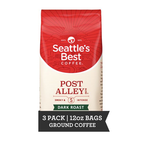 Seattle's Best Coffee Post Alley Blend Dark Roast Ground Coffee | 12 Ounce Bags (Pack of 3)